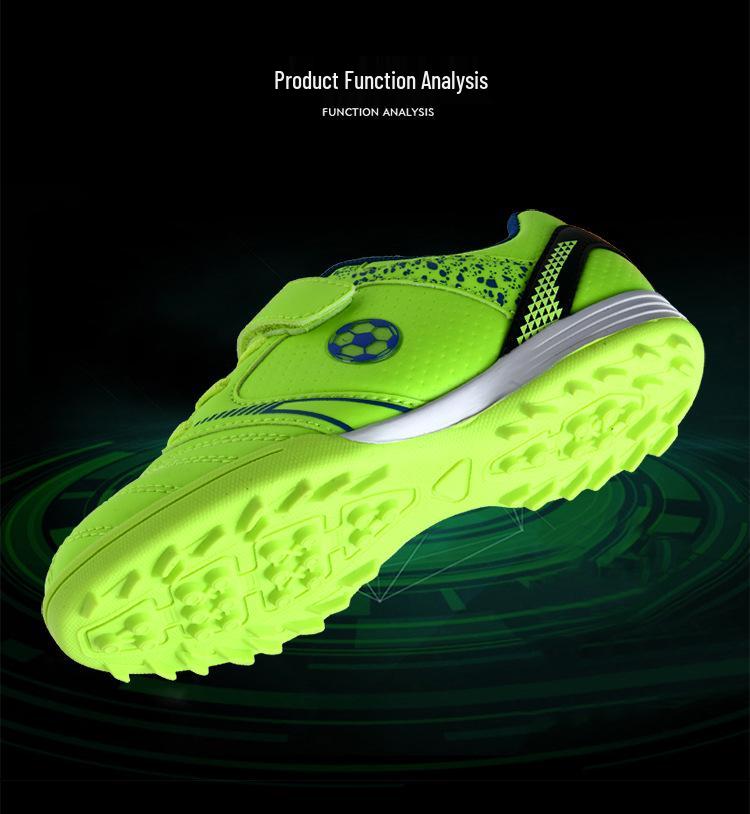 Детские дышащие футбольные бутсы на липучках, легкие шипованные футбольные кроссовки для мальчиков и девочек, идеально подходят для травяных полей.