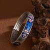 New Burnt Blue Retro Enamel Bracelet for Women with Cloisonne and Fuzi Opening Heart Sutra Bracelet As A Birthday Gift for Mom