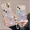 Three-dimensional Love Chain Suitable for Apple 16 Mobile Phone Case 15pro Flip Mirror 14 Transparent Silicone 13 Anti-fall 7/8