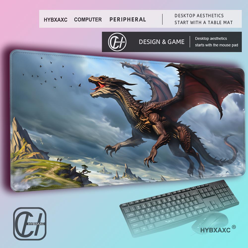 HYBXAXC Игровой коврик для мыши в стиле аниме, фэнтезийный дракон, с прошитым краем, противоскользящий коврик для стола, коврик для игры в TCG