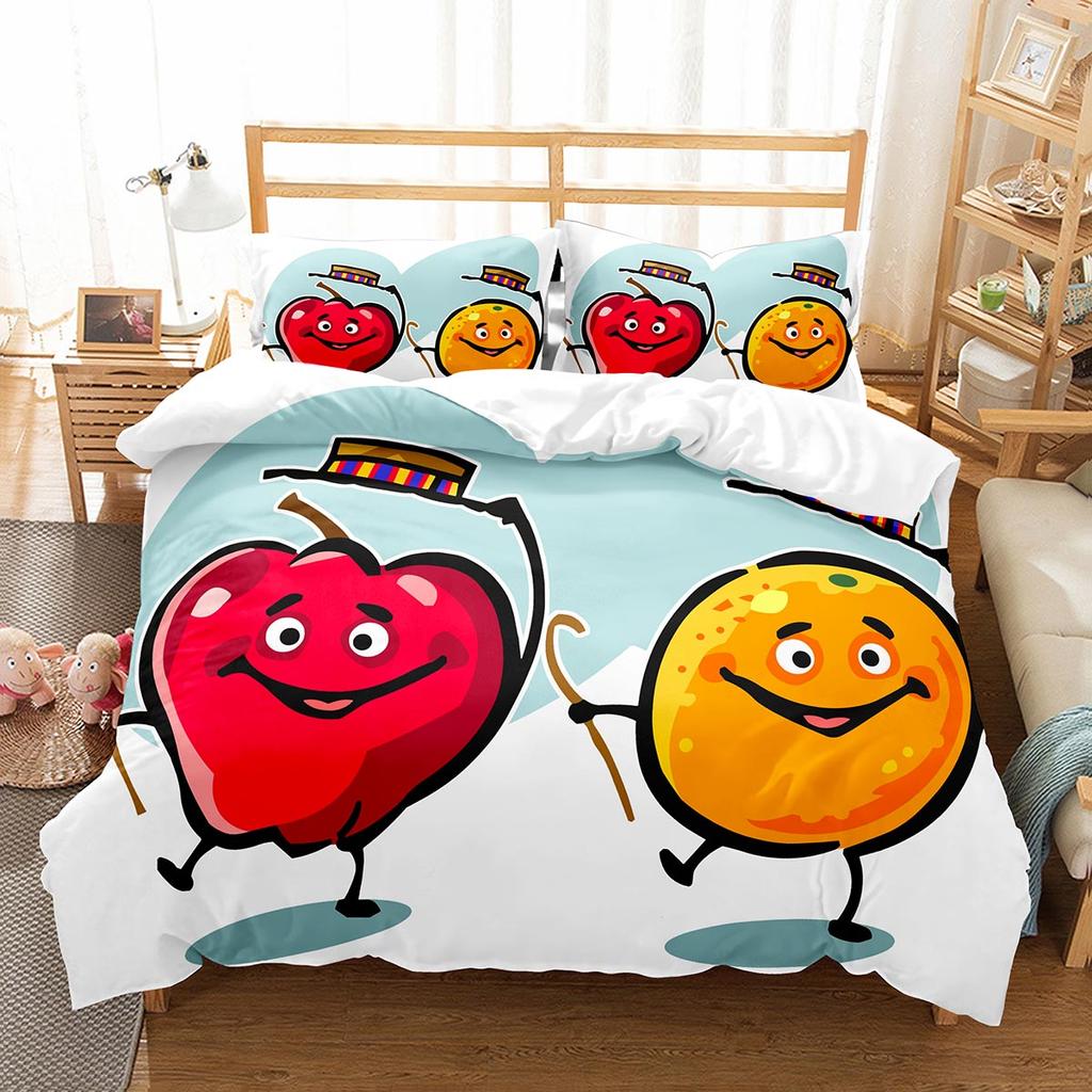 Пододеяльник с рисунком из мультфильма «Фрукты короля и королевы» с милым рисунком овощей, комплект постельного белья, цветной пододеяльник из полиэстера