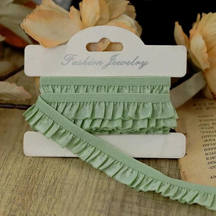 21 Color Stretchy Ealstic Ruffle Pleat Dance Shirt 1.5-2.5cm Wide Skirt Dress Edging Lace Trim Ribbon 10 Meters