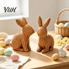 Weather Resistant Yard Art 3D Printed Wicker?Look Bunny Figurine, Rattan Texture Rabbit Statue, Tabletop Decorative Ornament for Indoor Outdoor