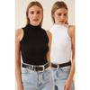 Женская черно-белая трикотажная блузка без рукавов с высоким воротником и двумя комплектами GT00012
