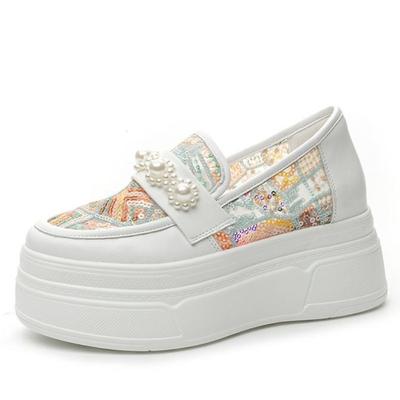 Модные 8 см Новые Ботильоны Обувь Лакированная Кожа Эластичные Туфли Fahion Синтетические Массивные Кроссовки Воздушная Сетка Удобные Летние Блестящие Женские 2024