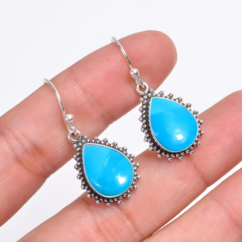 Серьги из серебра 925 пробы с бирюзой и магнезитом V9549, синие серьги, серьги в форме груши, подарок на День святого Валентина, подарок для нее, подарок на день рождения, украшения ручной работы,