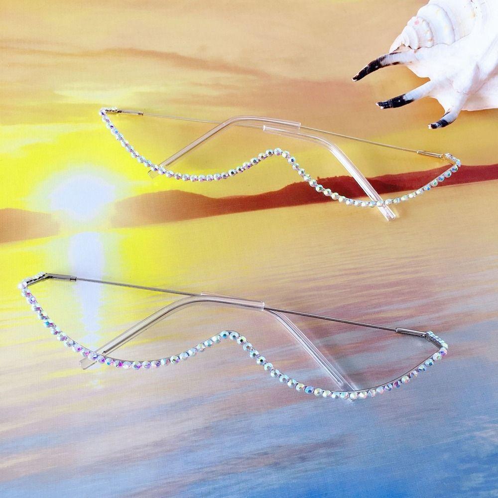Rhinestone Fake Glasses Rhinestone Eyeglasses Frames Half Frame Glasses  Sunglasses Frames