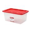 15 Gallon Clear Storage Bin with Red Snap Lid Stackable Plastic Container Easy Organization Garage Home Toy Keepsake Storage