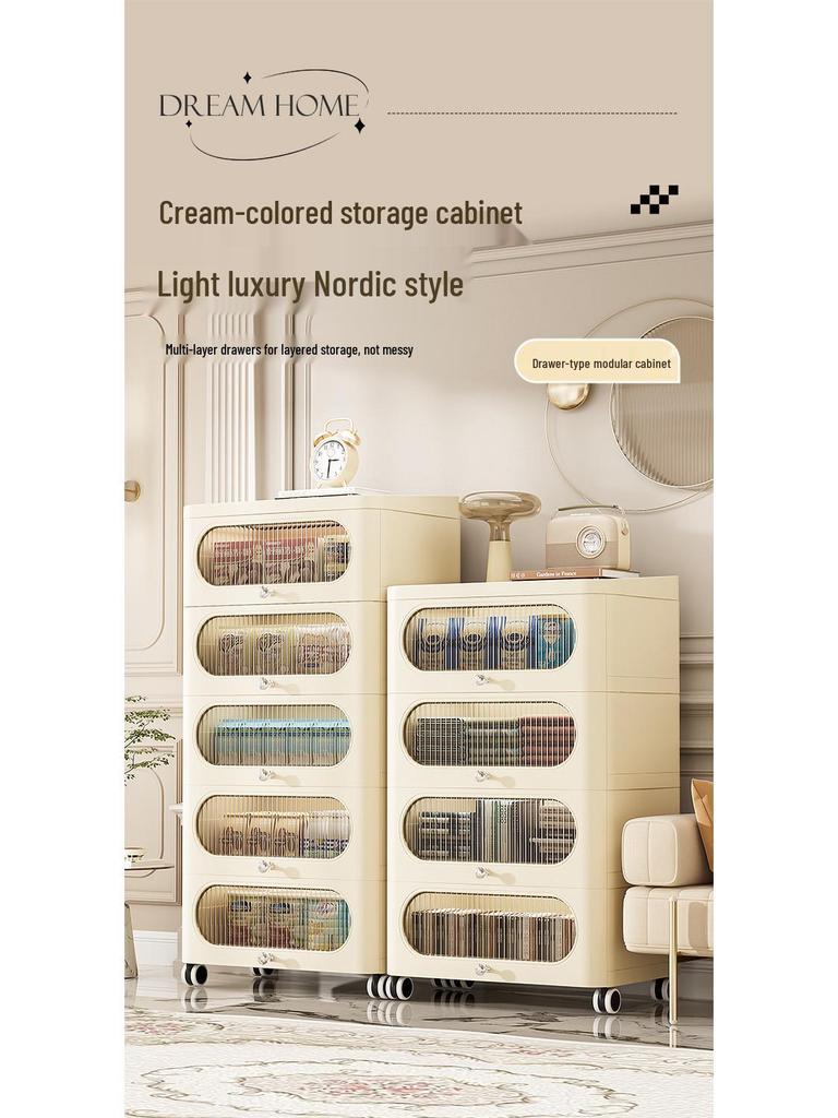 Nordic Style Plastic Storage Cabinet for Living Room or Bedroom