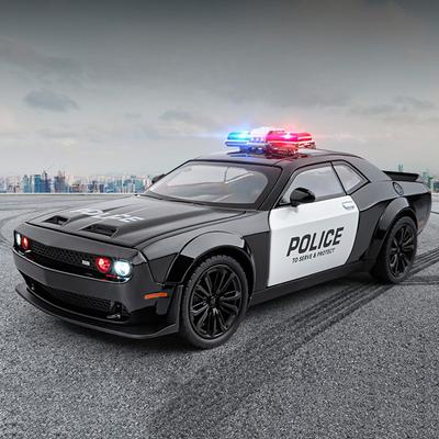 Новая шкала 1:22 Hell Cat Challenger SRT Полицейская машина Модель Игрушки Литой сплав 4 двери открываются Звук Свет Инерционный автомобиль Подарок для ребенка