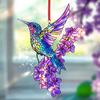 Acrylic Colorful Hummingbird Sun Catcher Hanging Pendant with Lanyard Easy To Install Bird Window Crafts Hanging Decor