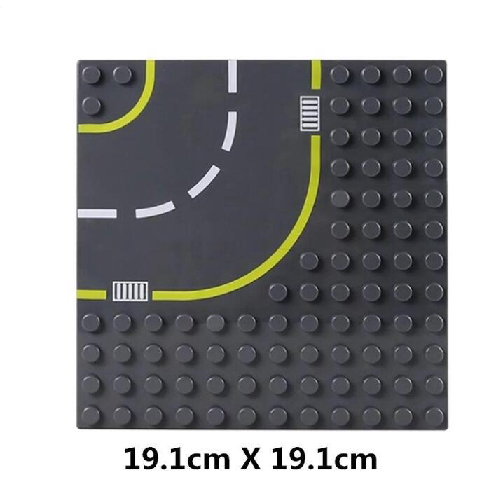 Большие частицы, городская дорога, улица, базовая пластина, прямая кривая, строительные блоки, совместимые с Duplo кирпичи, базовая пластина, детские игрушки
