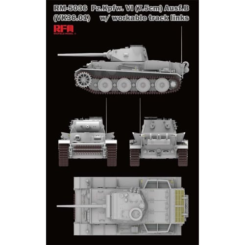 Ryefield Models 1/35 German Panzer VI Ausf. B Vk36.01 Plastic Model Kit RFM5036
