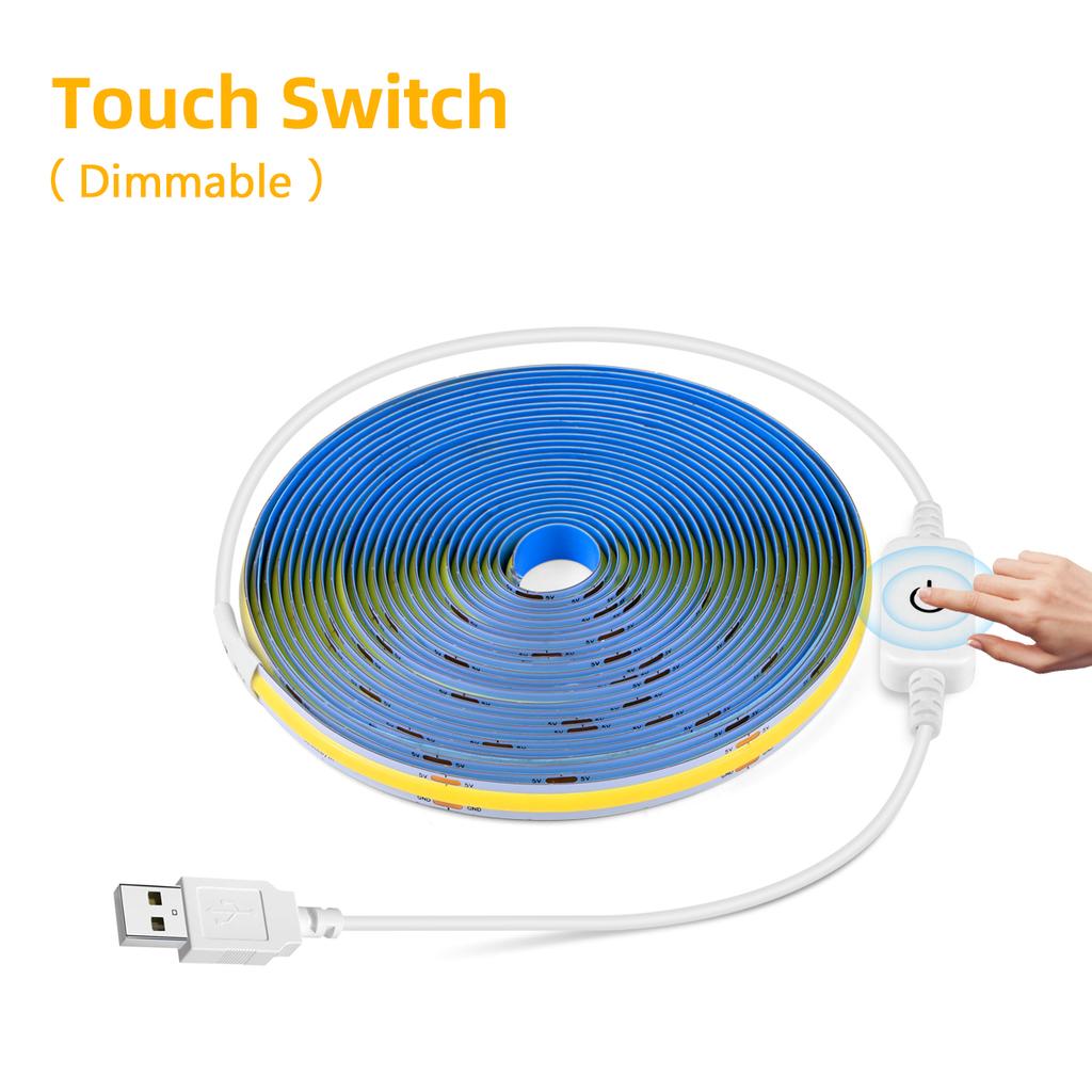 DC5V USB LED Under Cabinet Light COB Strip With Hand Scan / Dimmable Touch Sensor Switch / Push Switch For Kitchen Lighting