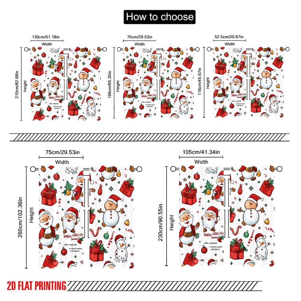 2pcs,2D plane printing Popular Curtain Panels Christmas Teddy Bear Santa Snowman (3) Versatile Polyester (without rod) Art Deco