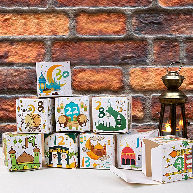 30 шт. Коробка для конфет Ид Мубарак Календарь 30 дней Календарь обратного отсчета Украшения Пустой календарь Коробка для конфет и печенья для заполнения