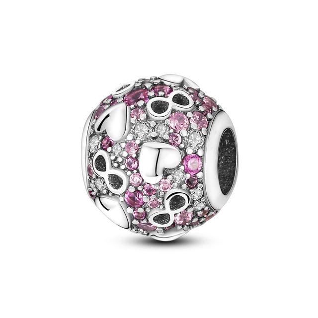 Новый Стерлингового Серебра 925 Красочные Круглые Инкрустированные Цирконом Подвески Бусины Подвеска Подходит Браслет 925 Серебряных Ювелирных Изделий Подарок