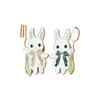 Personalized Cartoon Rabbit Fork Brooch - Cute Animal Metal Badge for Clothing Accessories