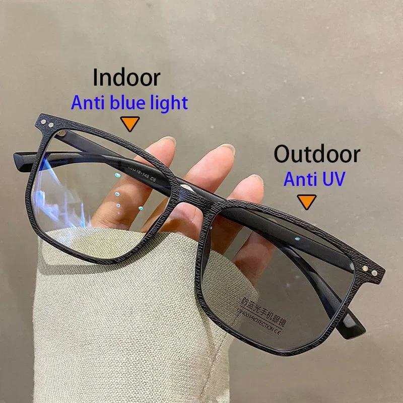 High Quality Luxury Photochromic Myopia Glasses for Women Men Fashion Square Frame Nearsighted Eyeglasses Finished Outdoor Sunglasses Eyewear