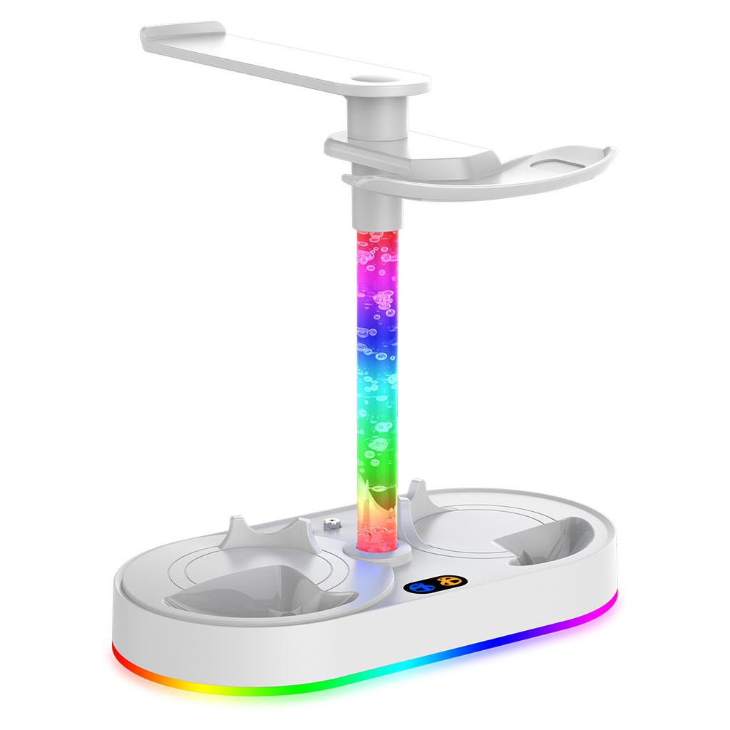 PG-P5V001 Магнитная RGB-станция для зарядки консоли PS5, PS VR2 – Двойное зарядное устройство для контроллеров, Станция для хранения гарнитуры и очков