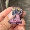 Funny ”take A Hike“ Colorful Boot Brooch Vintage Style Unique Shape Novelty Accessory for Clothing Backpacks