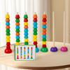 Wooden Abacus Stacking Columns - With Beads Sorting Columns And Cards To Exercise Hand-Eye Coordination And Color Recognition