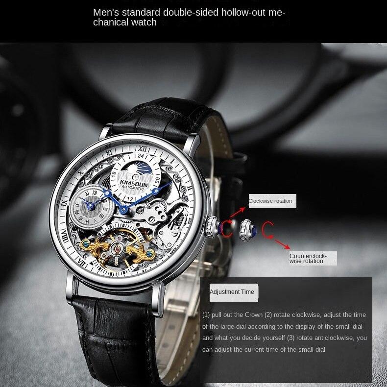 KIMSDUN Новые высококачественные мужские механические часы, мужские часы, водонепроницаемые, полностью автоматические часы