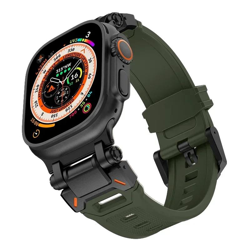 Резиновый спортивный ремешок для Apple Watch Ultra 2, 49 мм, серия 9, 8, 7 se, 6, 5, 4, ремешок для iWatch Ultra, 49 мм, 45 мм, 42 мм, 44 мм, роскошный браслет из ТПУ