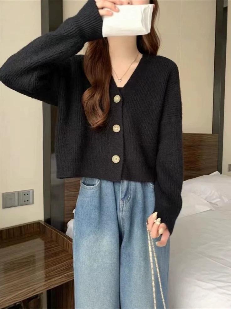 Korean Style Fluffy Knit Cardigan - Soft Button Sweater for Autumn/Winter