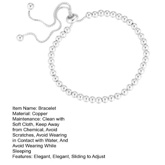 Регулируемый браслет из бусин Bolo, серебряный браслет-слайдер ручной работы для женщин, браслет-цепочка из сплава, подарок на юбилеи, дни рождения, Рождество
