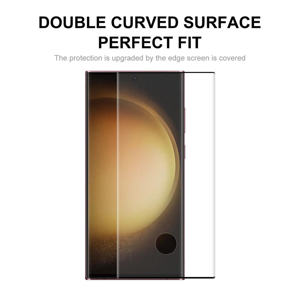 ENKAY HAT PRINCE 2PCS/Set Tempered Glass Film for Samsung Galaxy S23 Ultra 3D Curved Side Glue HD Full Screen Protector Support Fingerprint Unlock