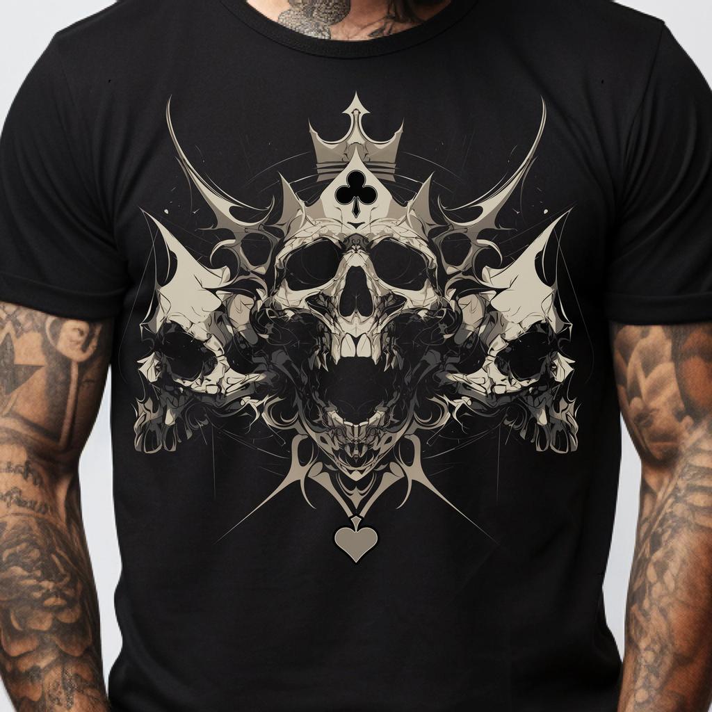 Skull & Card Suits T-Shirt - Gothic Punk Rock Fashion