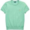 Polo FW24 Однотонный трикотажный топ с вышивкой логотипа, с круглым вырезом, свободного кроя, с коротким рукавом, женский, топы, светло-зеленый, WMPOSWENC021037-300