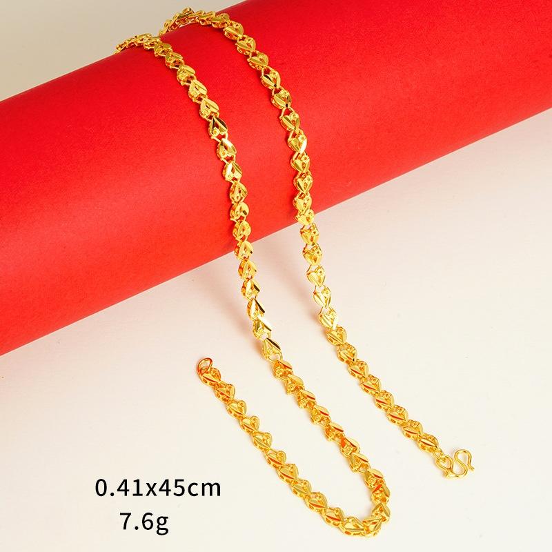 Ювелирные изделия из золотого песка для женщин, долговечная стойкость цвета, высококачественные аксессуары для ключичной цепи Niche, имитация золотой цепи