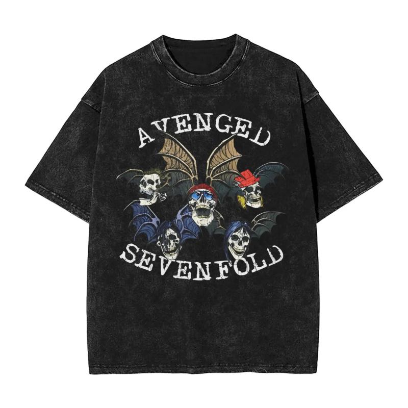 Мужская хлопковая уникальная футболка Avengeds Футболки метал-группы Круглый вырез Sevenfolds Графическая футболка с принтом Футболка с коротким рукавом Одежда