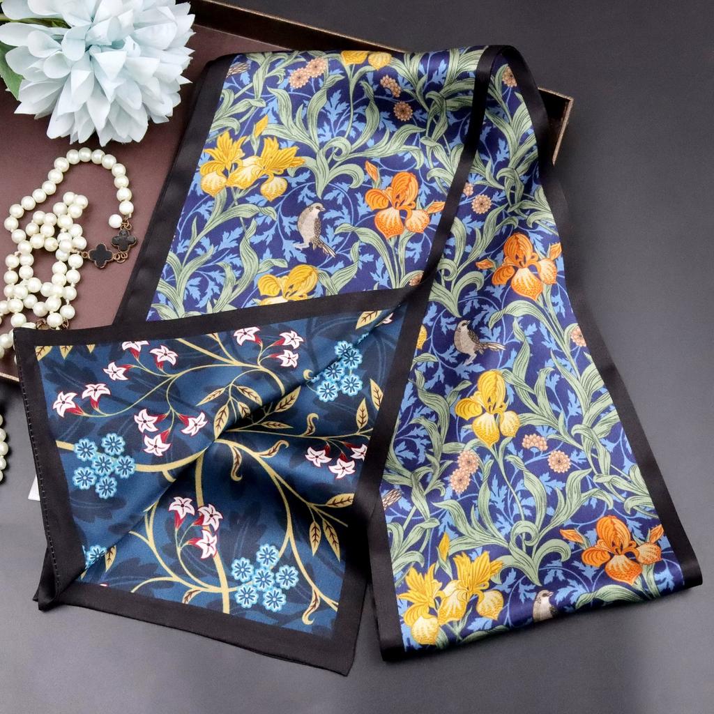 Галстук из тутового шелка для женщин Универсальный осенний стиль Шикарный узкий Многофункциональный декоративный Двухслойный шарф из 100% шелка