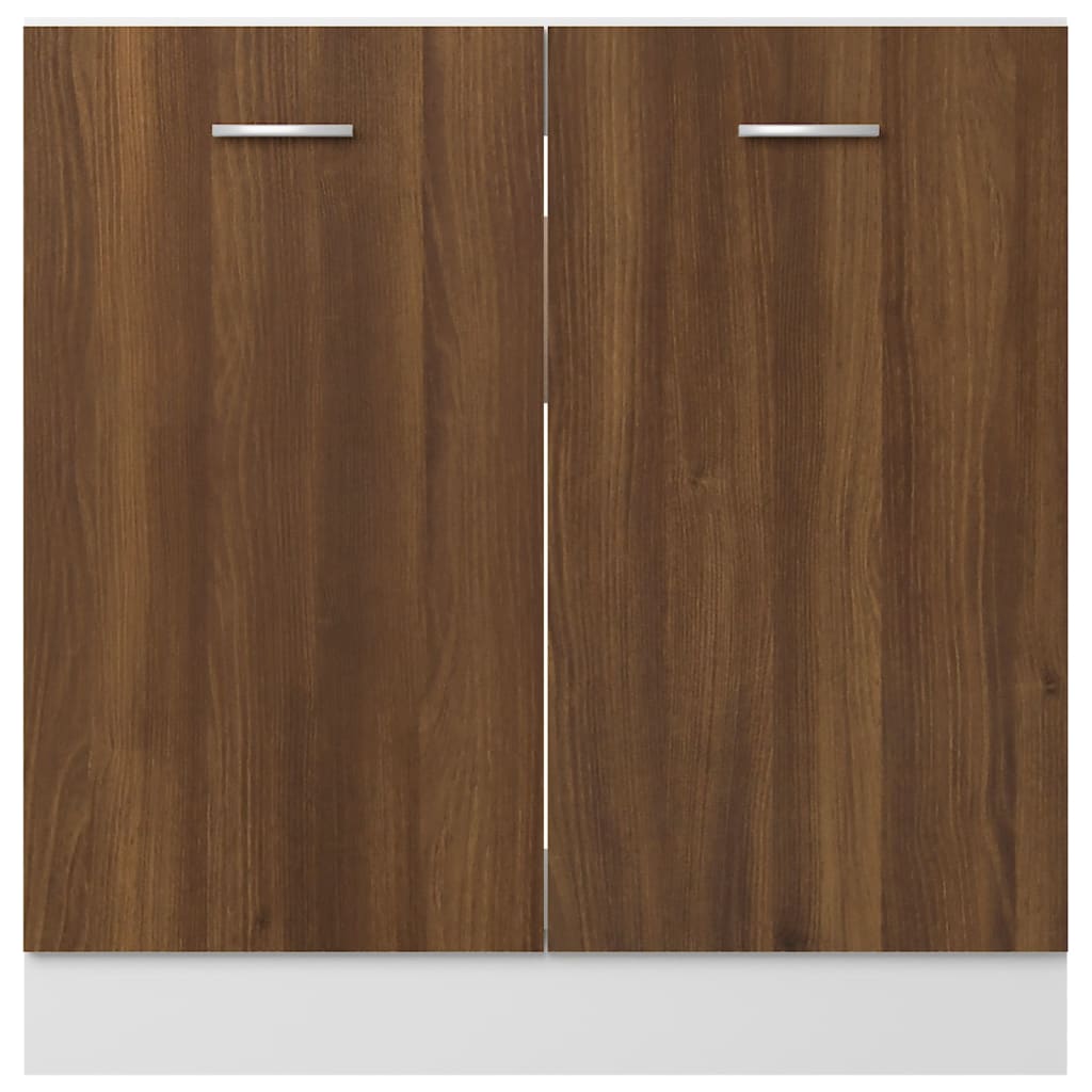 Lyon Under Sink Cabinet Brown Oak Effect 80 x 46 x 81.5 cm Engineered Wood