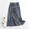 Women High Quality Leopard Vintage Midi Skirt Side Zipper Ladies Chic Mid Calf Skirts