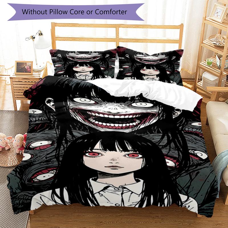 3pcs Thriller Manga Junji Ito Tomie0 pattern bedding set duvet cover set includes duvet cover &pillowcases, perfect all season bedroom decoration & gi