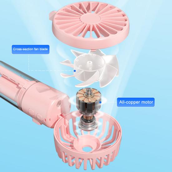 Портативный ручной вентилятор для распыления, 4 скорости, мощный поток воздуха, низкий уровень шума, работающий от аккумулятора, перезаряжаемый мини-вентилятор для персонального охлаждения