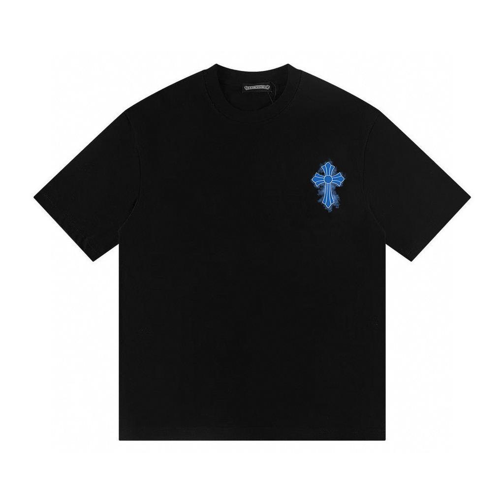 T05 CHROME HEARTS Лето 2026 Новая Высококачественная Хлопковая Футболка с Круглым Вырезом Свободного Большого Размера Мужская и Женская Футболка Футболка для Пары