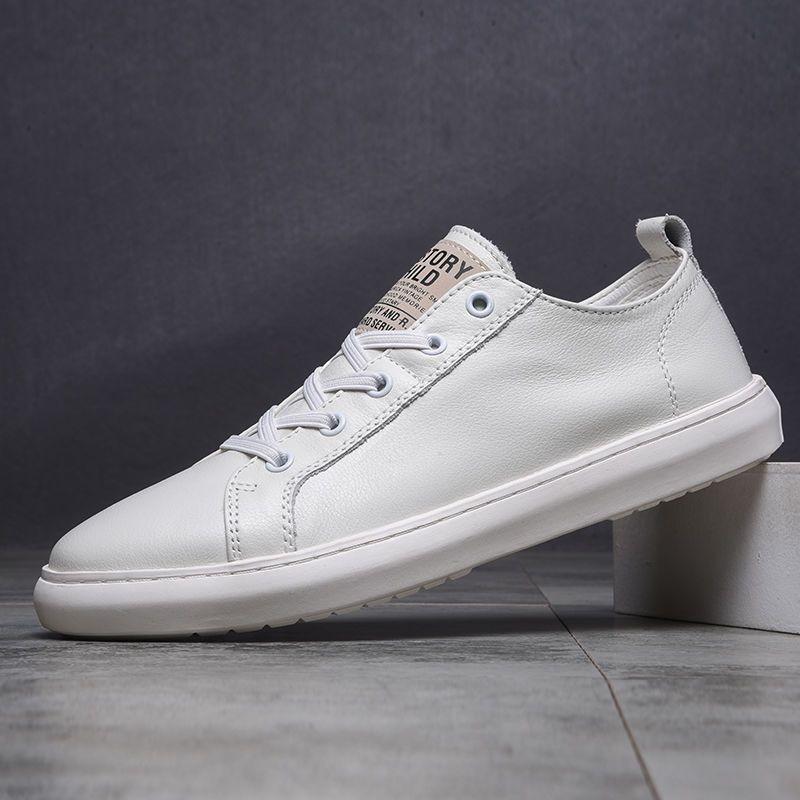 Мужская обувь весенне-осенняя модная простая кожаная дышащая легкая уличная повседневная низкая кеды