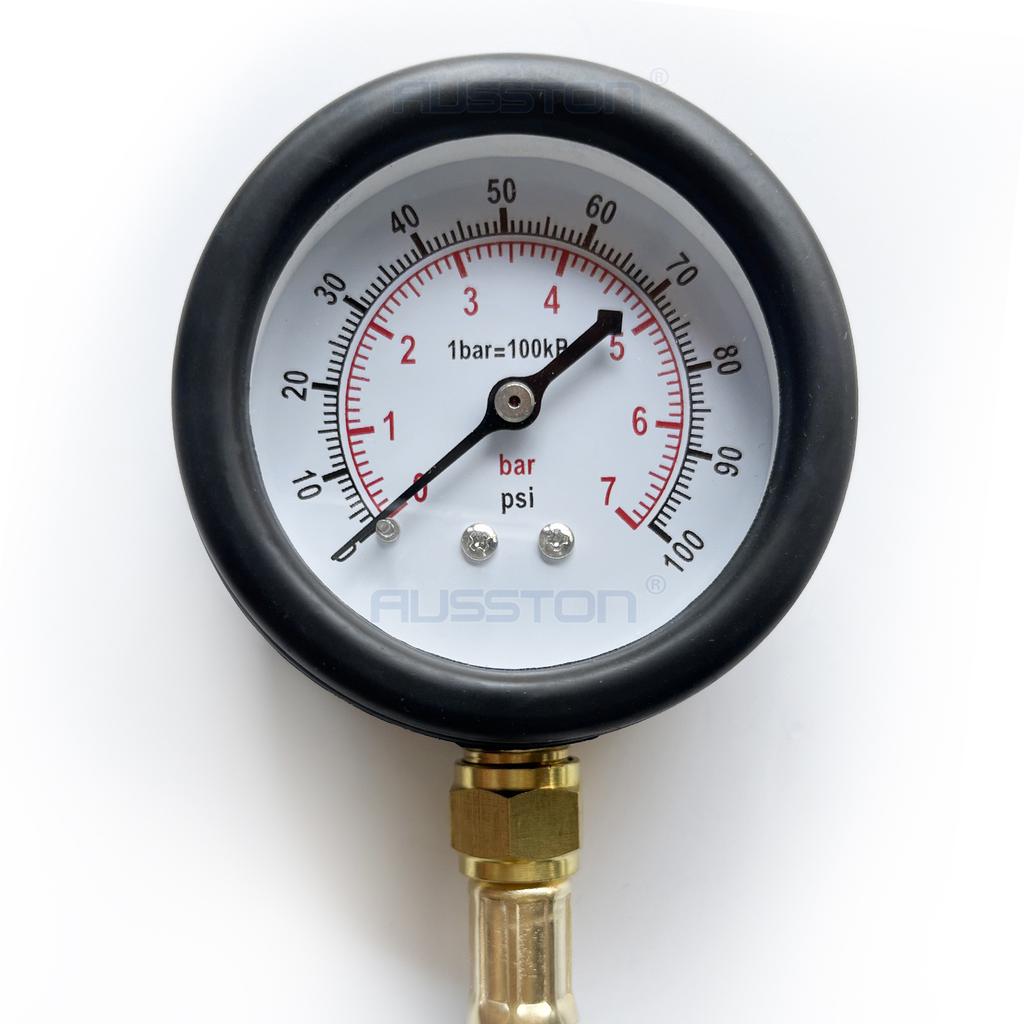 Fuel Pressure Test Kit - Quick Connected Fuel Injection Pump Pressure Tester Gauge 0-100PSI with Valve 6.3/ 7.89/ 9.49 for Car