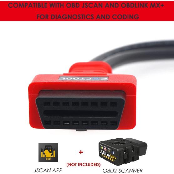 12+8 Pin Connector To OBD2 Adapter Security Bypass Cable For SGW-Equipped FCA Vehicles For Diagnostics, Coding And Programming, Compatible With JScan