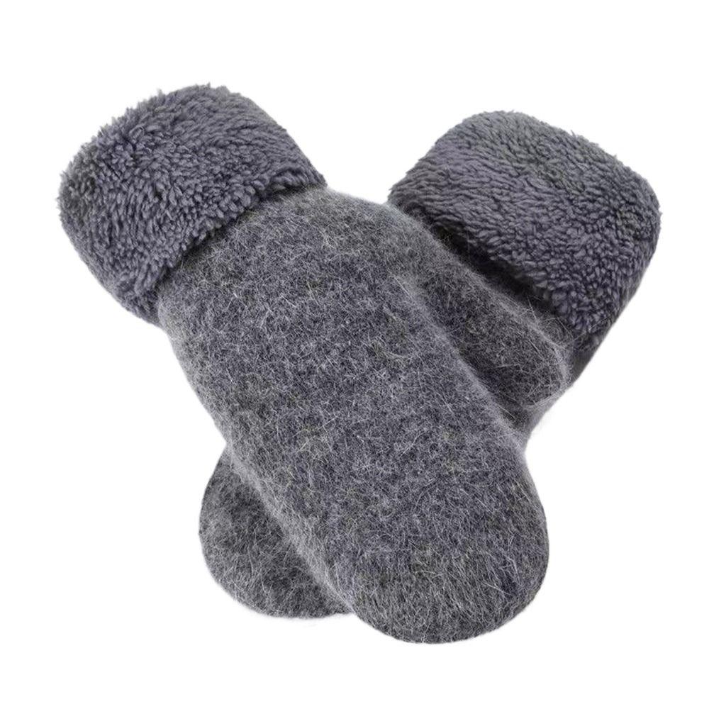 Двухслойные перчатки с закрытыми пальцами, вязаные из шерсти и кашемира, плюшевые варежки для холодной погоды на открытом воздухе