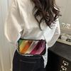 Contrasting Color Rainbow Strip Small Square Bag Women's 2025 Autumn New Korean Version Fashion Chain Shoulder Bag Splicing Foreign Style Messenger B