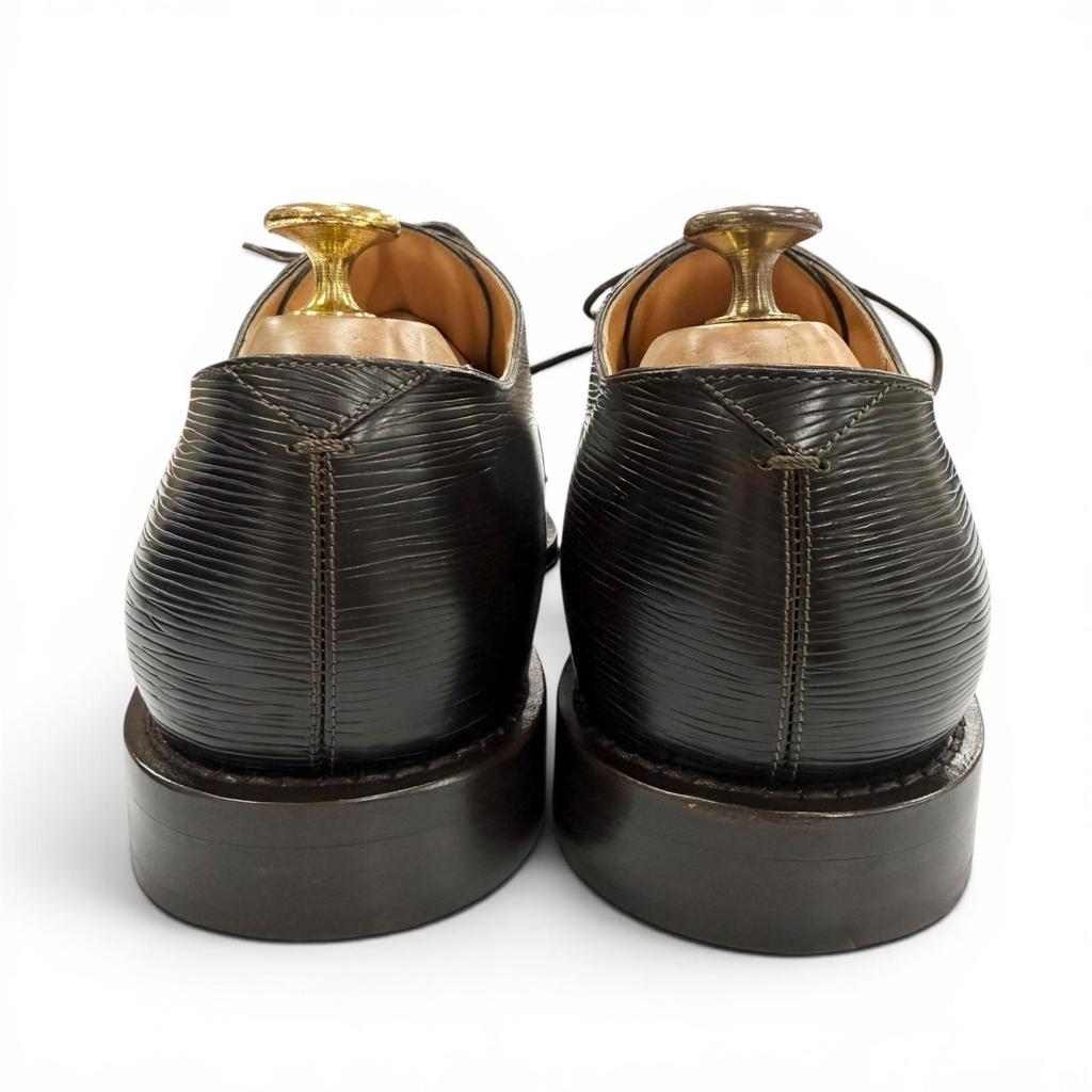 Great LOUIS VUITTON Leather shoes Lace-up LV stamp Dark brown Epi mens 6.5 Used