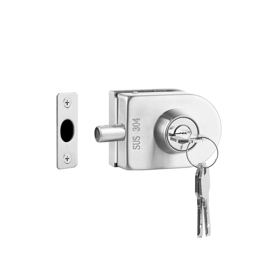 10-12mm Frameless Glass Door Lock with Keys Safe Glass Display Cabinet Lock Stainless Steel No Need Drilling Door Lock Buckle