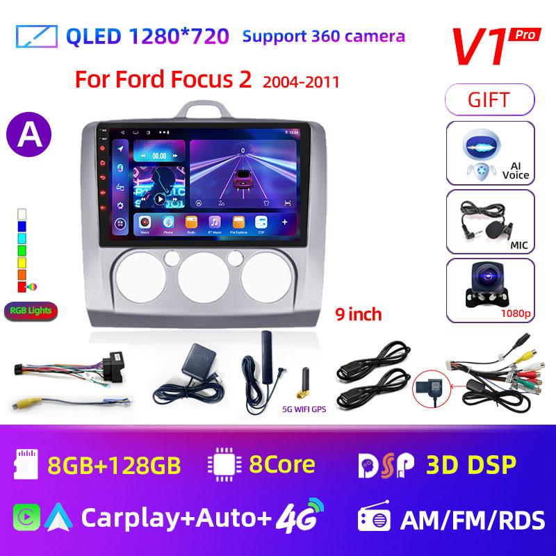 Android 12 Car Radio for Ford Focus 2 3 Mk2 Mk3 2004 2005 - 2011 Multimedia Player Navigation GPS 2Din Carplay Stereo DVD