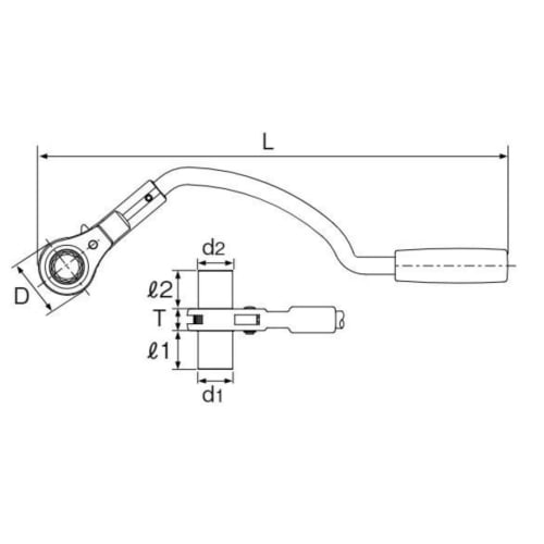TOP Industrial (TOP) 30mm Bow Main Pipe Wrench, Ratchet Type, 7.5 Feed Angle, Double Gears, for Plumbing, RM-30LYN, Made In Tsubame-Sanjo, Japan